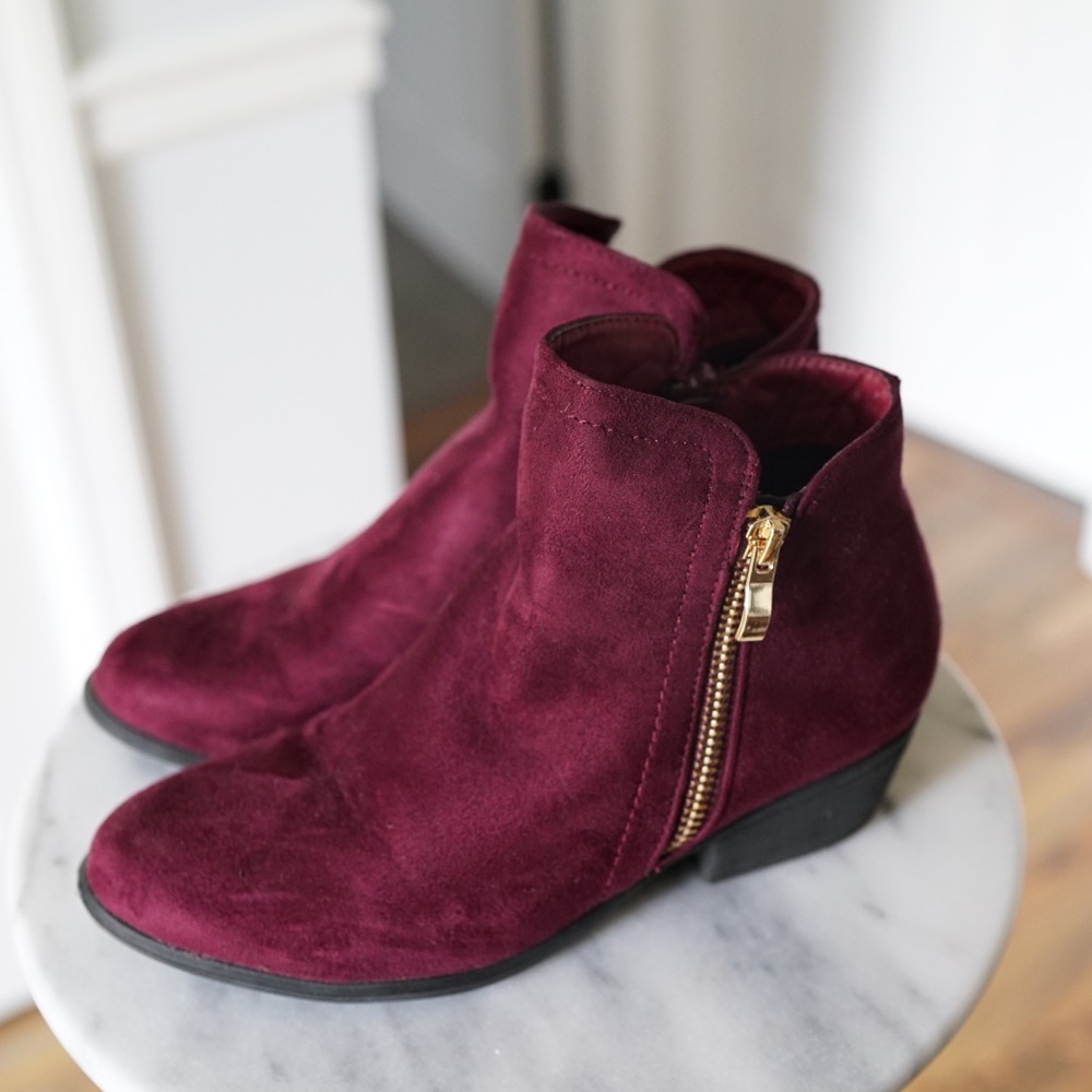 Wine Ankle Booties